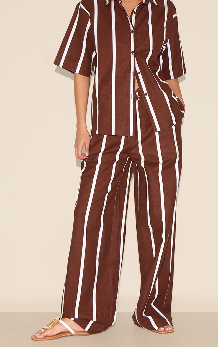Choc Brown Striped Wide Leg Trousers 2 Choc Brown Striped Wide Leg Trousers