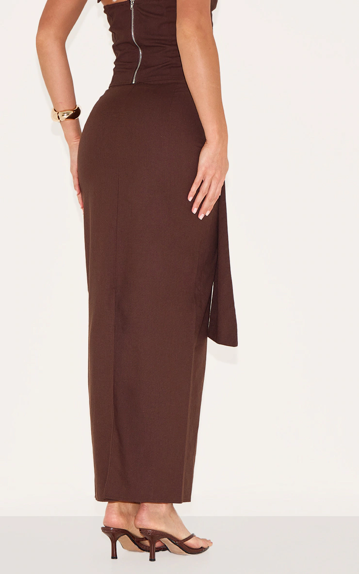 Tall Chocolate Woven Drape Detail Midaxi Skirt 6 Tall Chocolate Woven Drape Detail Midaxi Skirt