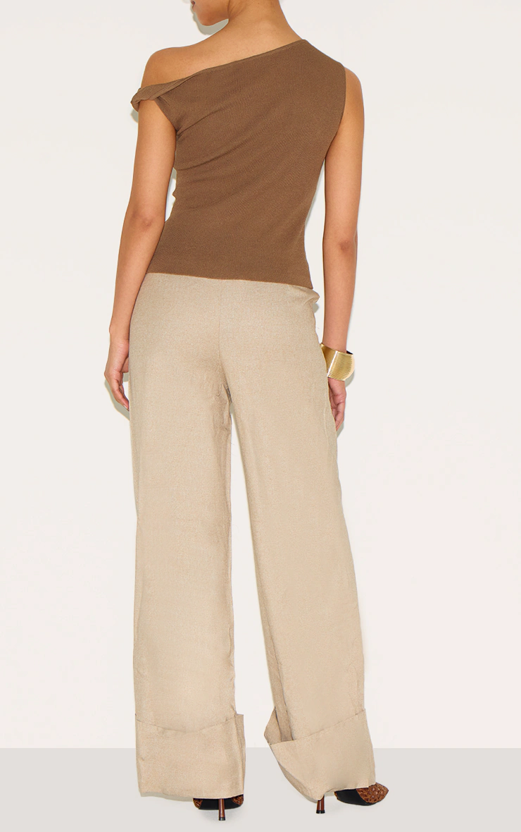 Petite Natural Stone Invisible Waistband Wide Leg Turn Up Trousers 6 Petite Natural Stone Invisible Waistband Wide Leg Turn Up Trousers