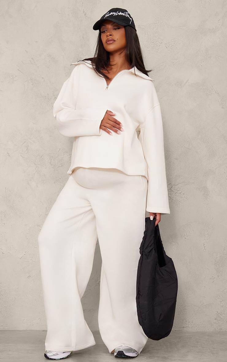 Maternity Cream Wide Leg Joggers
