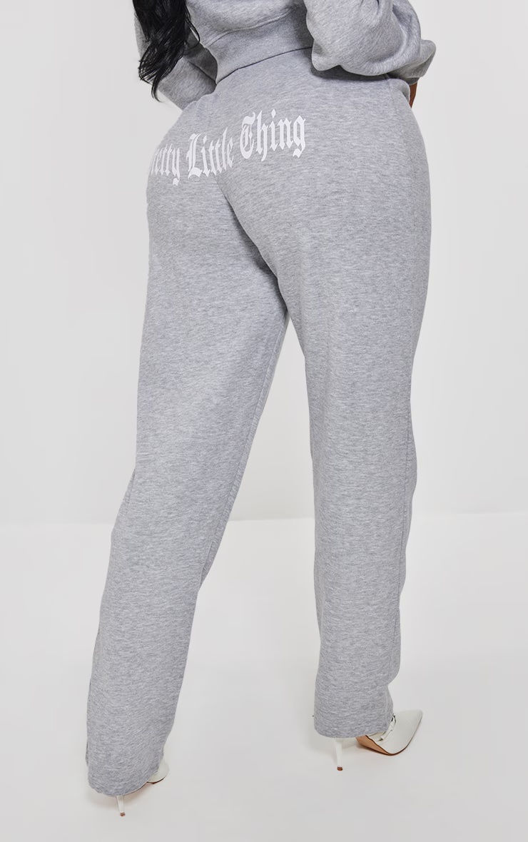 PRETTYLITTLETHING Shape Grey Marl Printed Back Oversized Joggers