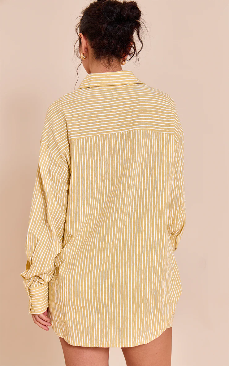 Chartreuse Striped Linen Long Sleeve Shirt 5 Chartreuse Striped Linen Long Sleeve Shirt