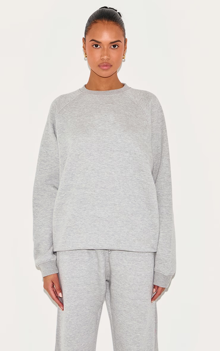 Ash Grey Panelled Rib Detail Oversized Sweatshirt