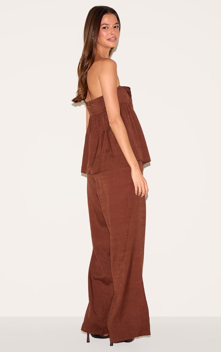 Chocolate Bandeau Peplum Detail Jumpsuit 5 Chocolate Bandeau Peplum Detail Jumpsuit