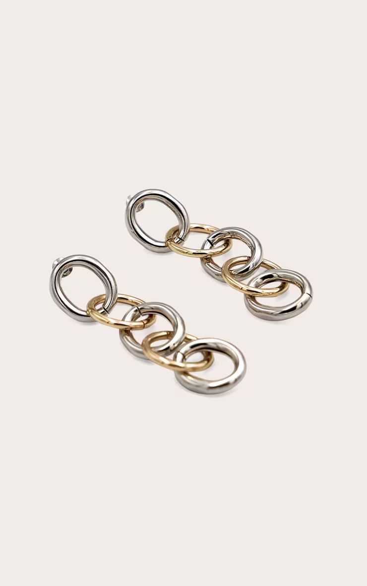 Gold Contrast Loop Drop Earrings 5 Gold Contrast Loop Drop Earrings