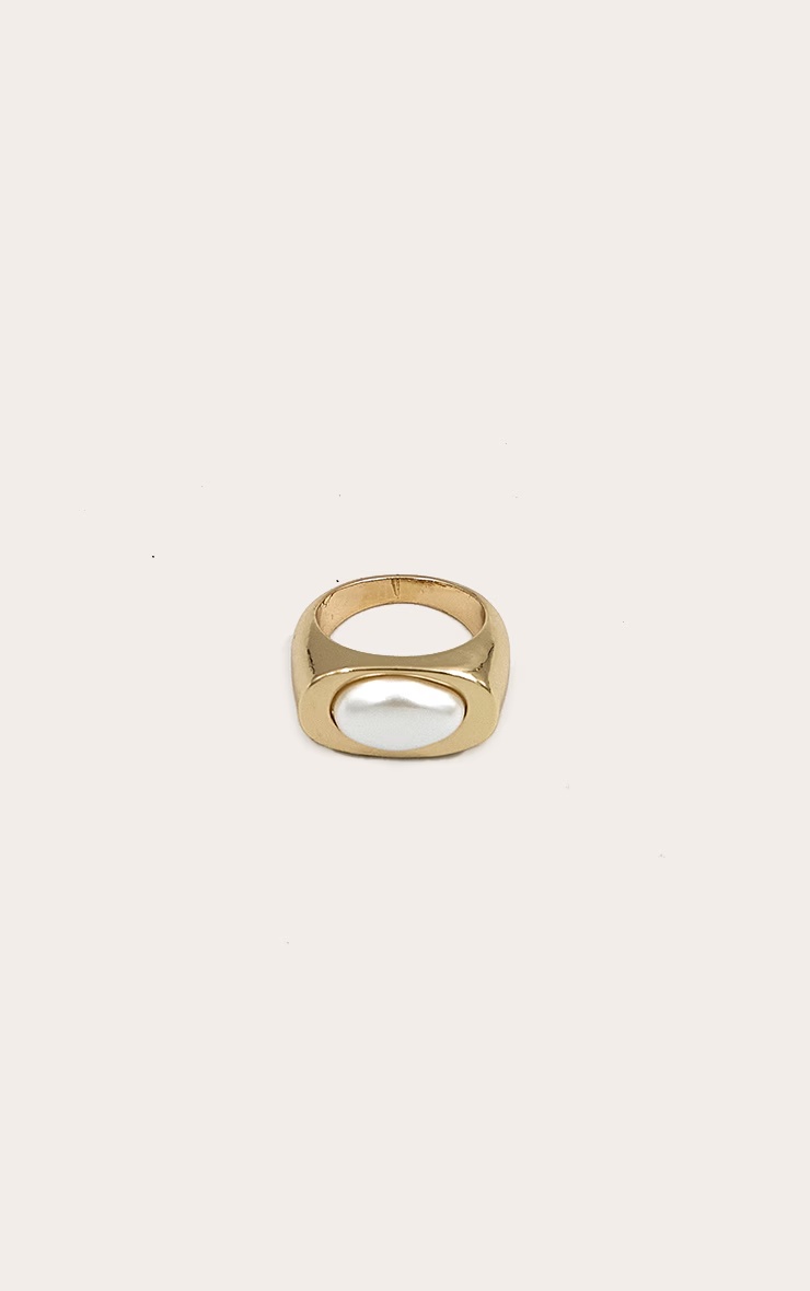 Gold Smooth Pearl Ring 5 Gold Smooth Pearl Ring