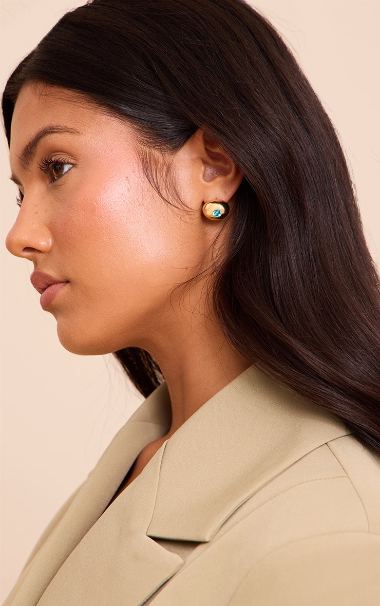Gold Plated Turquoise Stone Earrings