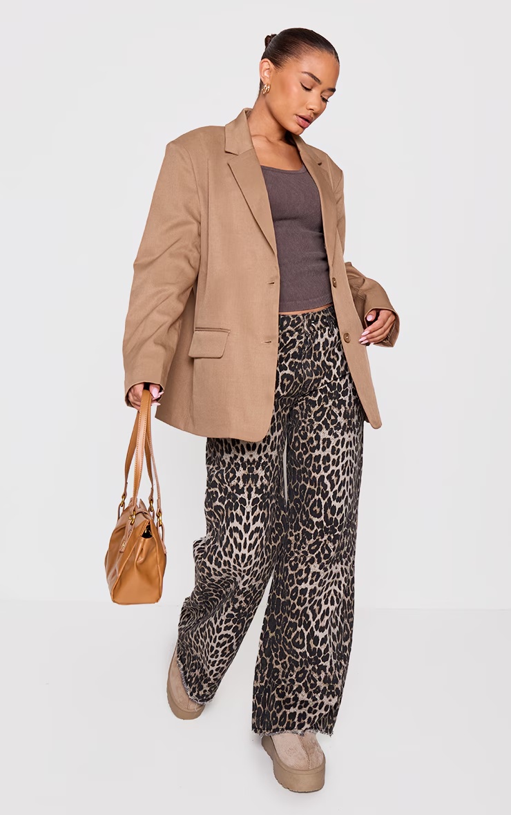 Petite Taupe Woven Oversized Blazer 6 Petite Taupe Woven Oversized Blazer