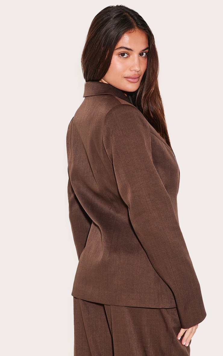 Chocolate Woven Tailored Cinched Waist Blazer 5 Chocolate Woven Tailored Cinched Waist Blazer