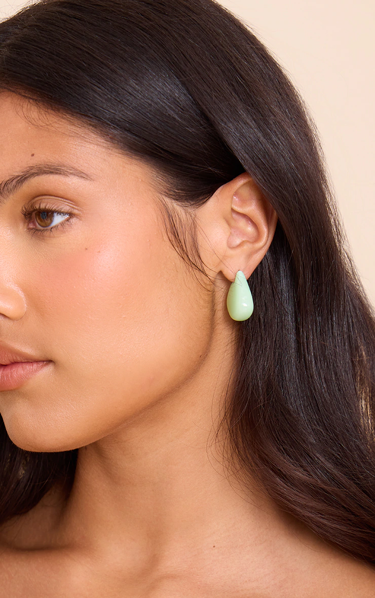 Lime Asymmetrical Pendant Earrings
