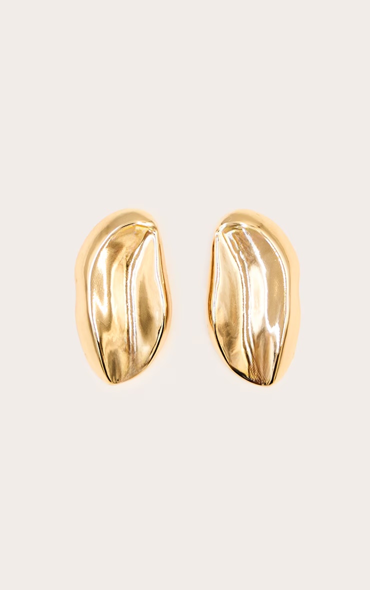 Gold Smooth Abstract Oval Earrings 5 Gold Smooth Abstract Oval Earrings