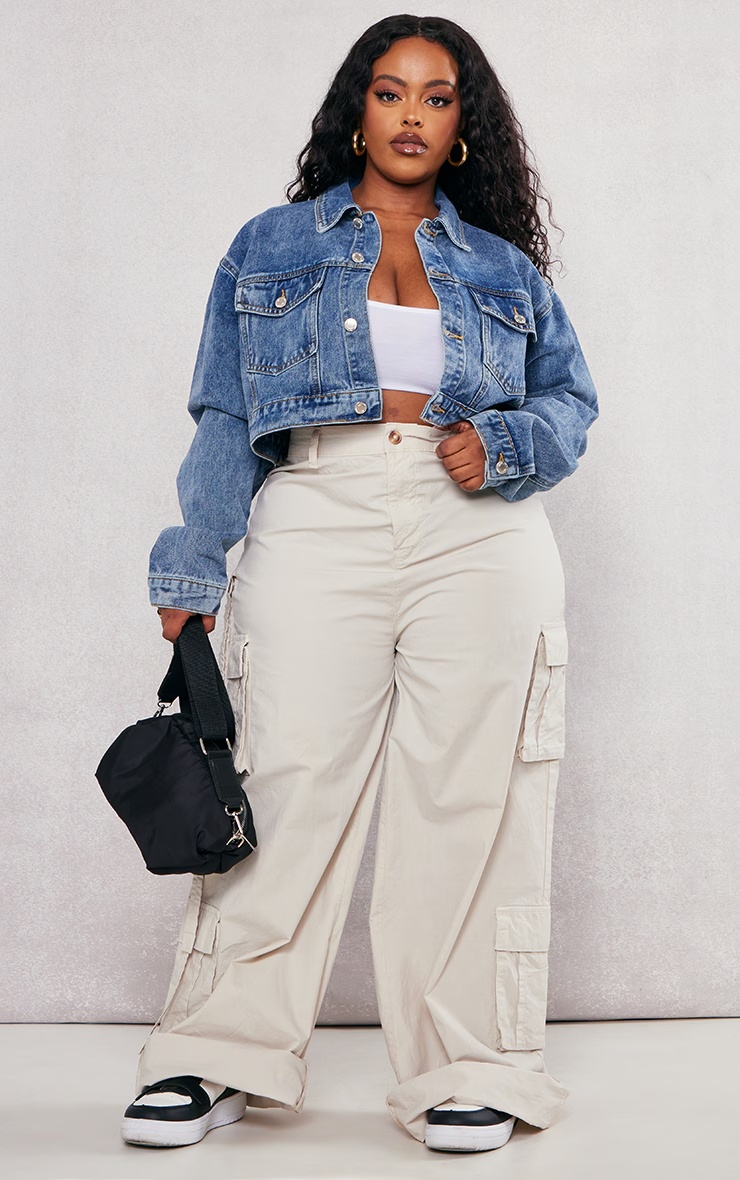 Plus Vintage Wash Cropped Denim Jacket 3 Plus Vintage Wash Cropped Denim Jacket