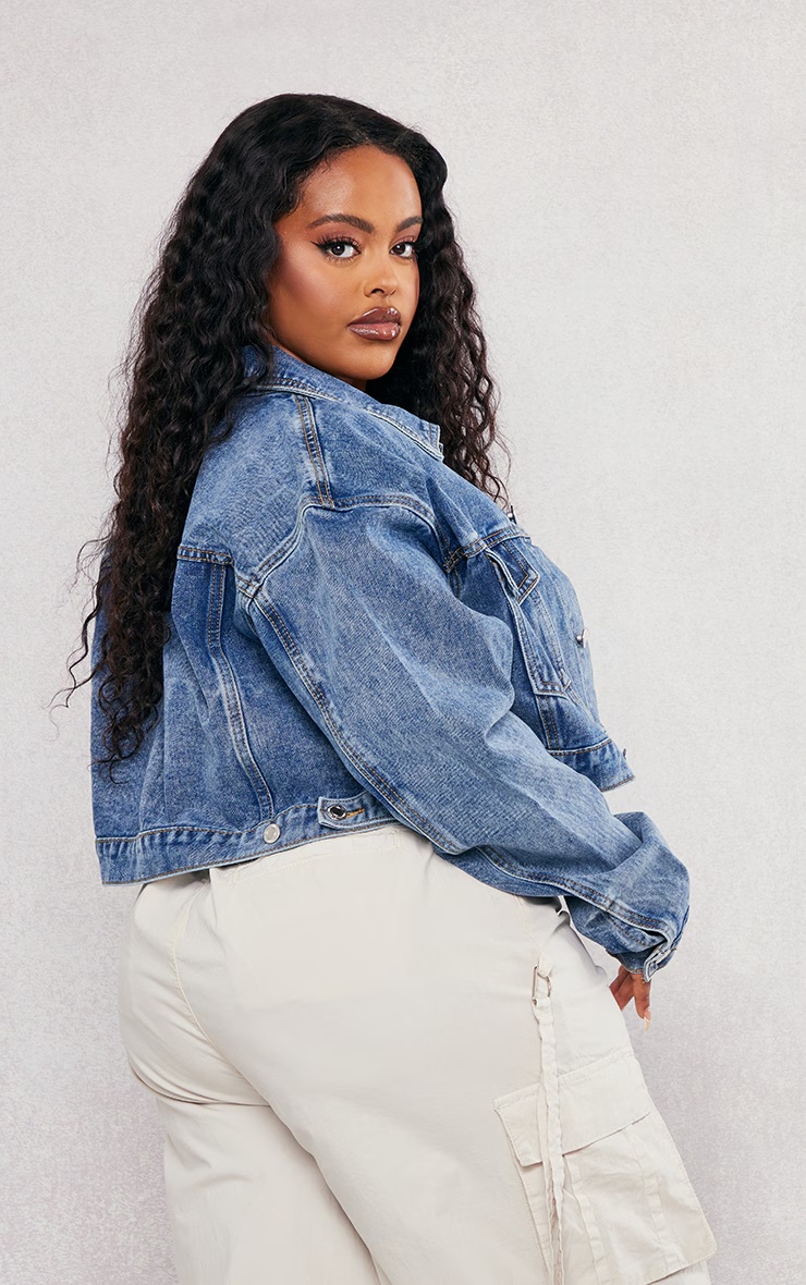 Plus Vintage Wash Cropped Denim Jacket 5 Plus Vintage Wash Cropped Denim Jacket