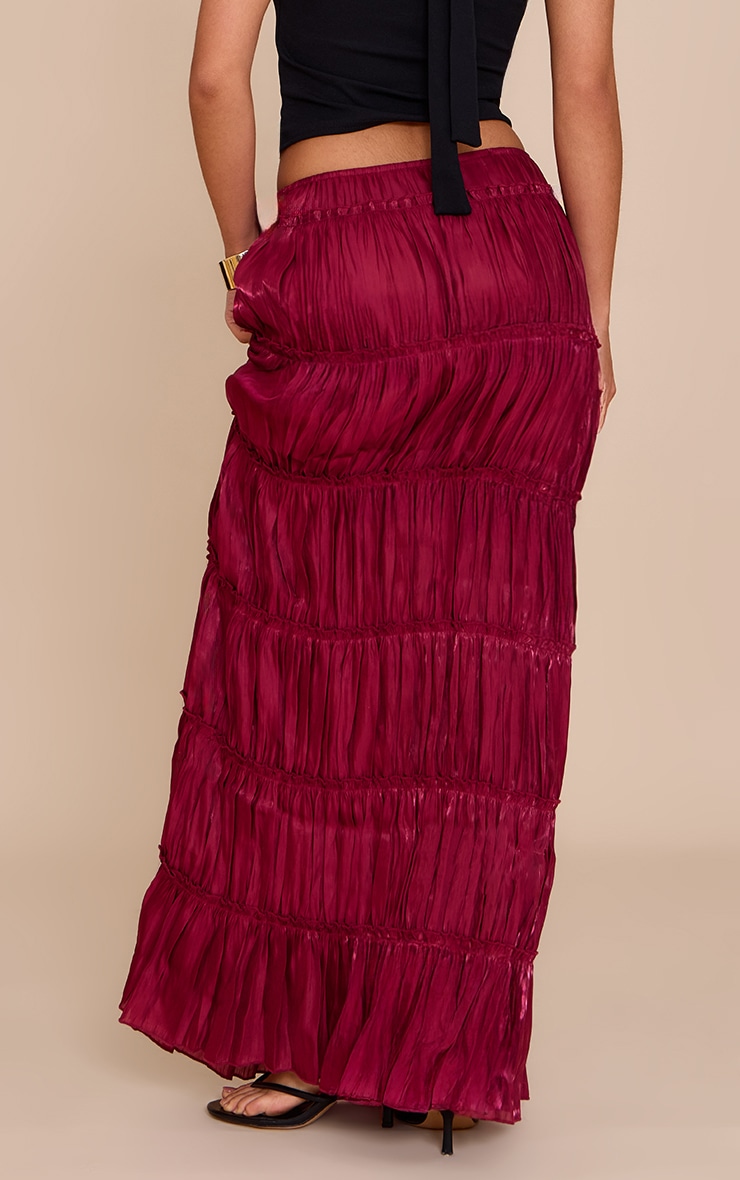 Deep Red Drawstring Frill Tiered Maxi Skirt 6 Deep Red Drawstring Frill Tiered Maxi Skirt