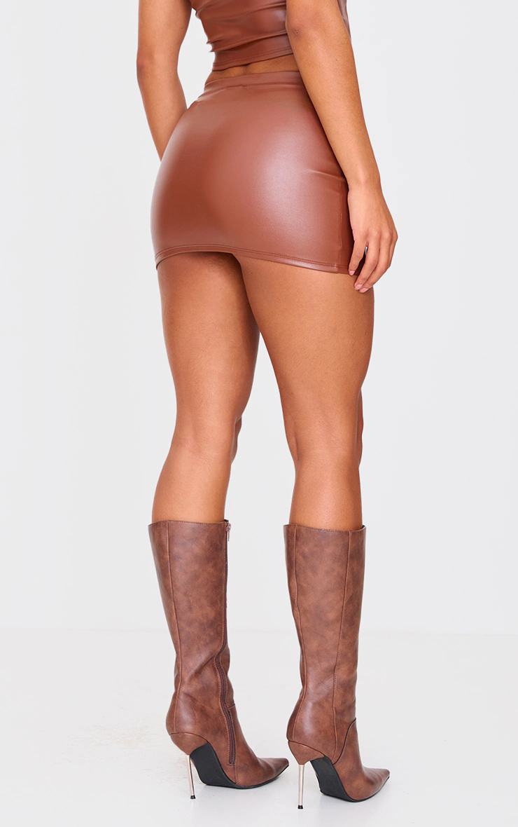 Brown Faux Leather Micro Mini Skirt 3 Brown Faux Leather Micro Mini Skirt