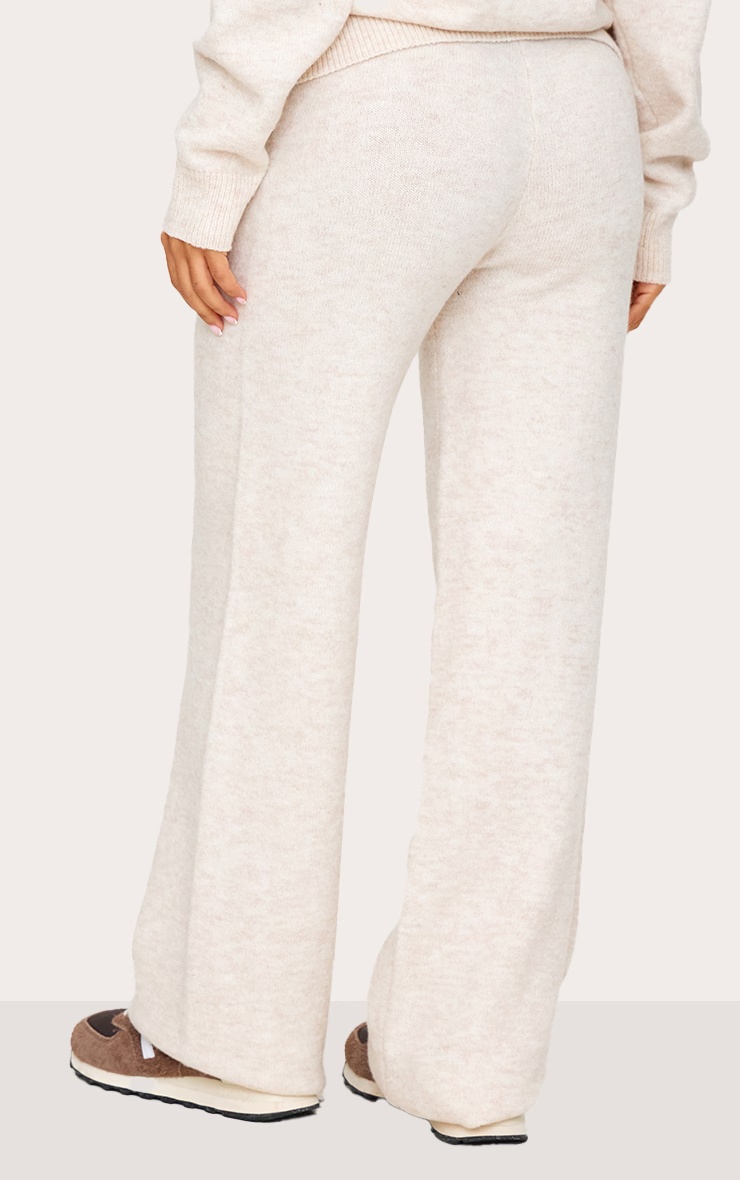 Petite Oatmeal Knitted Seam Detail Wide Leg Trousers 6 Petite Oatmeal Knitted Seam Detail Wide Leg Trousers