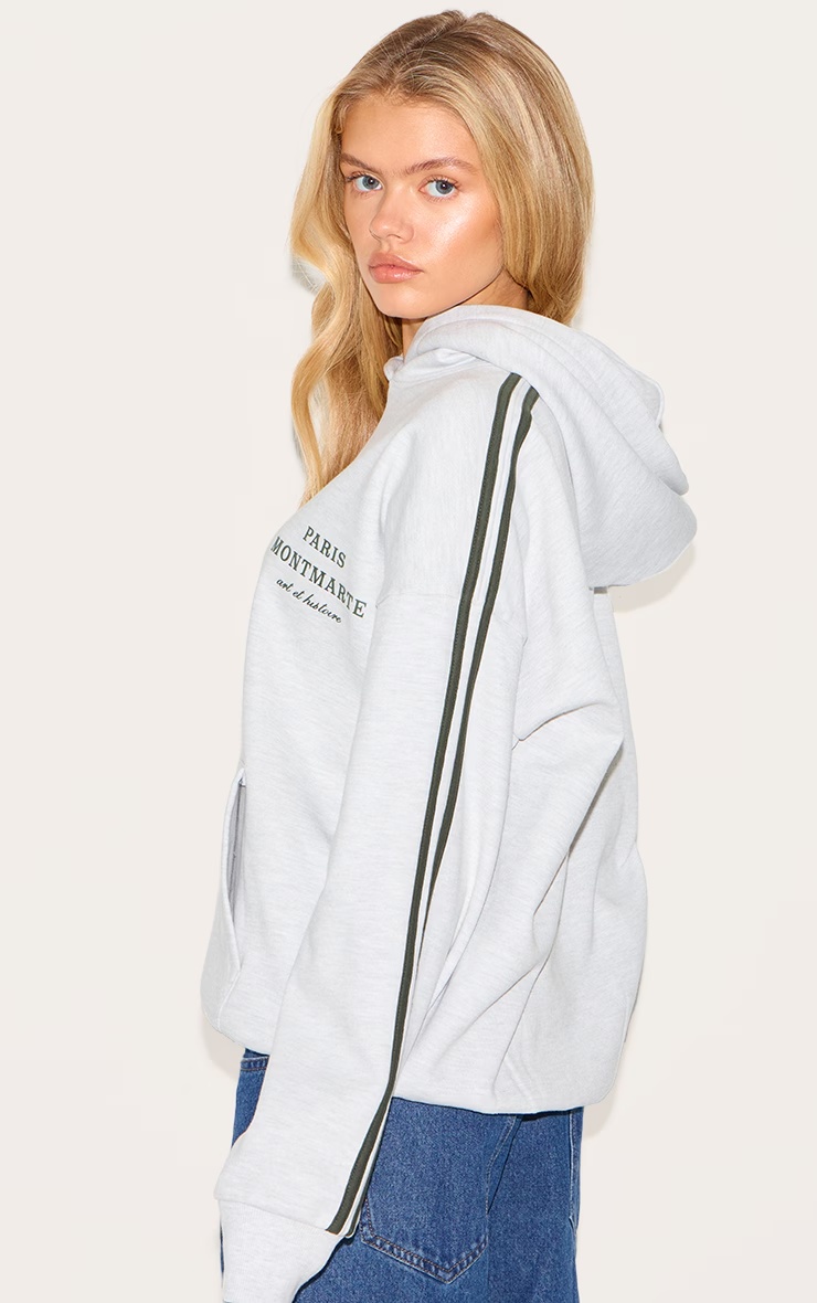 Ash Grey Premium Piping Sleeve Paris Montmartre Embroidered Sweatshirt 2 Ash Grey Premium Piping Sleeve Paris Montmartre Embroidered Sweatshirt