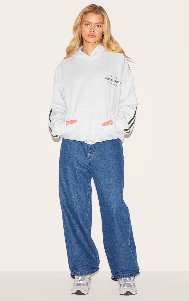 Ash Grey Premium Piping Sleeve Paris Montmartre Embroidered Sweatshirt 6 Ash Grey Premium Piping Sleeve Paris Montmartre Embroidered Sweatshirt