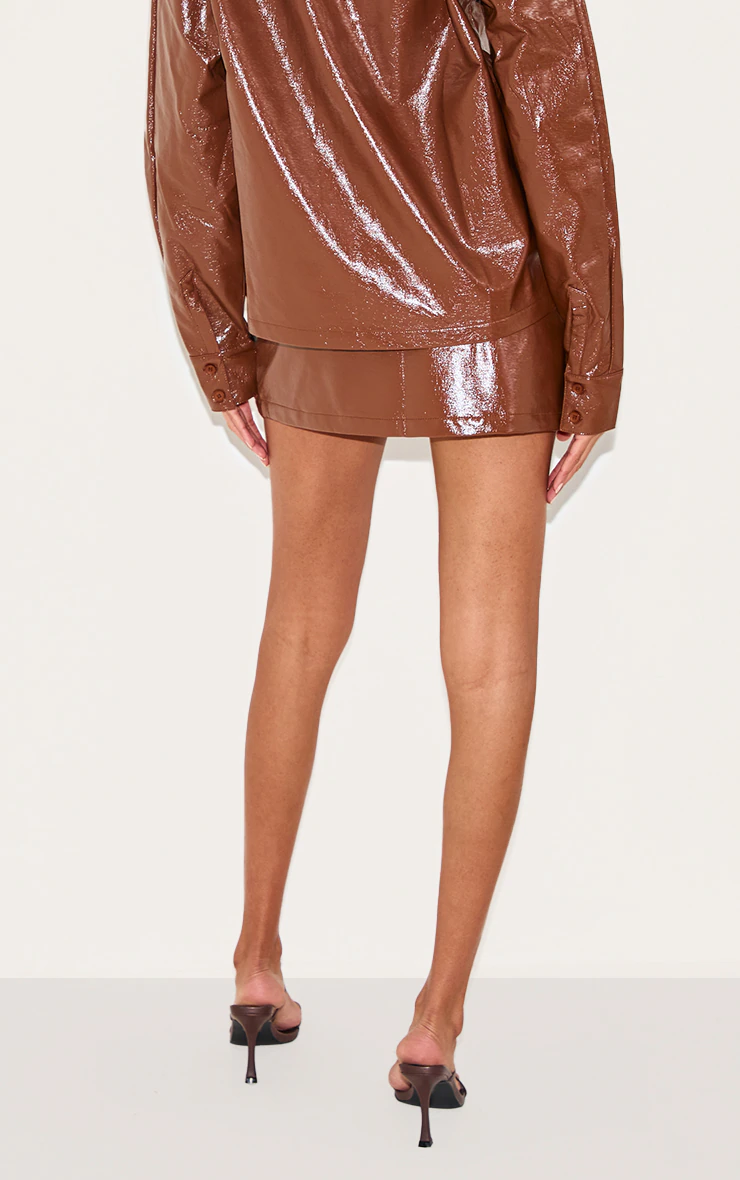Chocolate Faux Leather Mini Skirt 3 Chocolate Faux Leather Mini Skirt