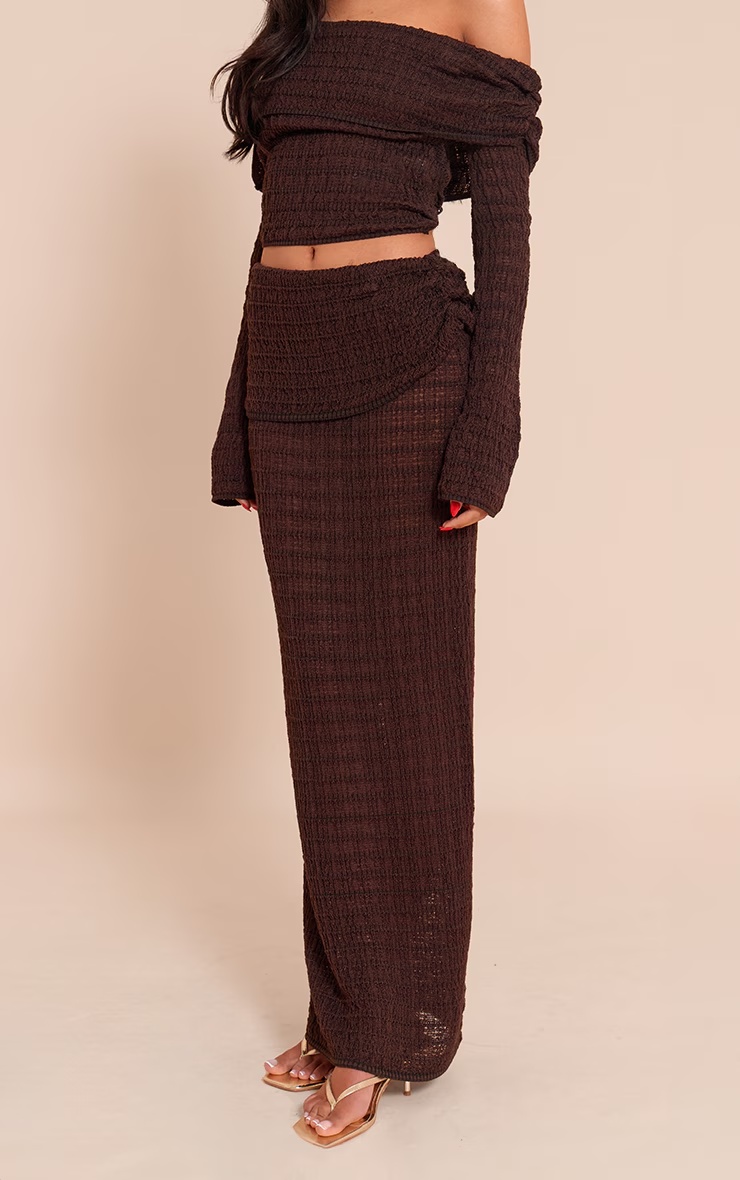 Tall Chocolate Fold Over Textured Knit Skirt 1 Tall Chocolate Fold Over Textured Knit Skirt