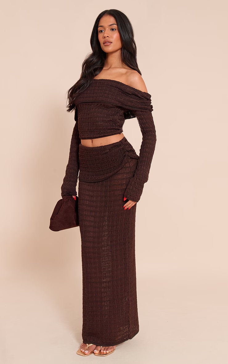Tall Chocolate Fold Over Textured Knit Skirt 2 Tall Chocolate Fold Over Textured Knit Skirt