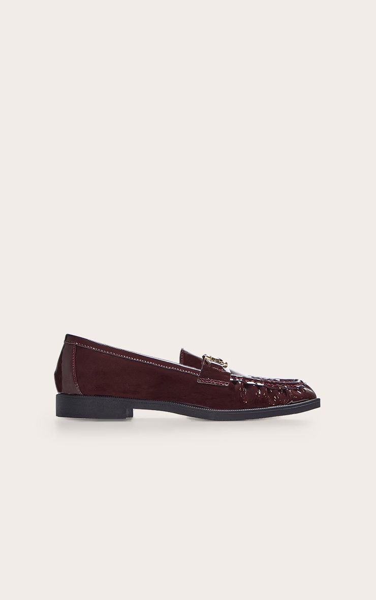 Burgundy Patent Loafer With Gold Buckle Detail 4 Burgundy Patent Loafer With Gold Buckle Detail