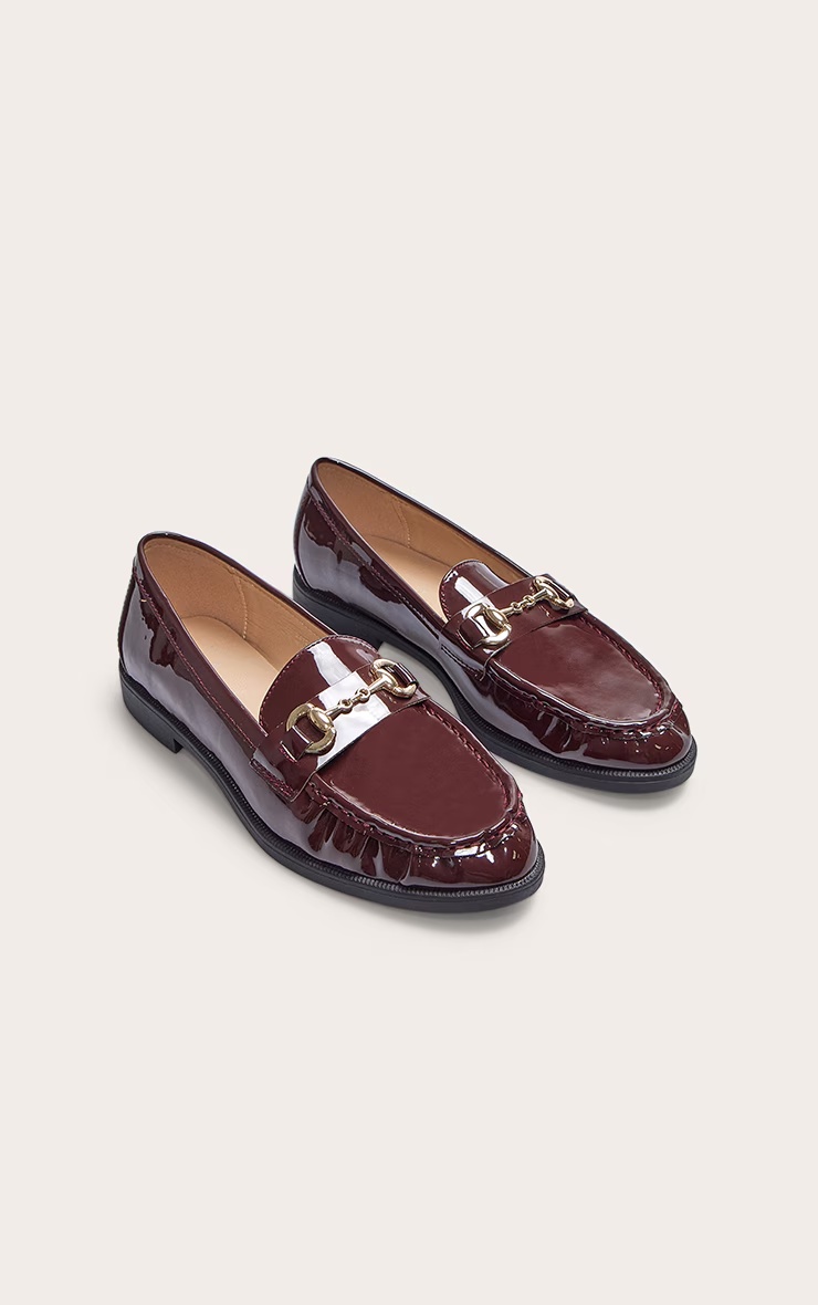 Burgundy Patent Loafer With Gold Buckle Detail 5 Burgundy Patent Loafer With Gold Buckle Detail