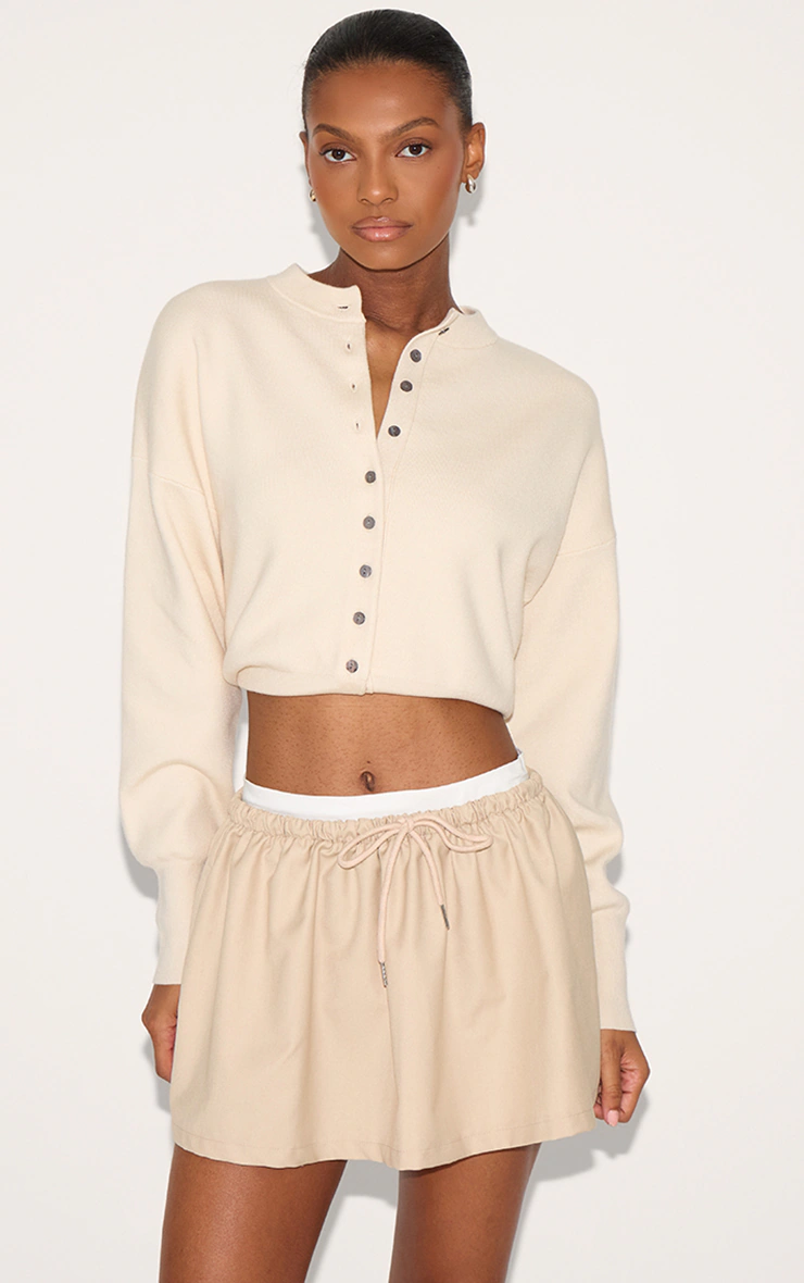 Stone Tailored Woven Boxer Detail Drawstring Mini Skirt 4 Stone Tailored Woven Boxer Detail Drawstring Mini Skirt