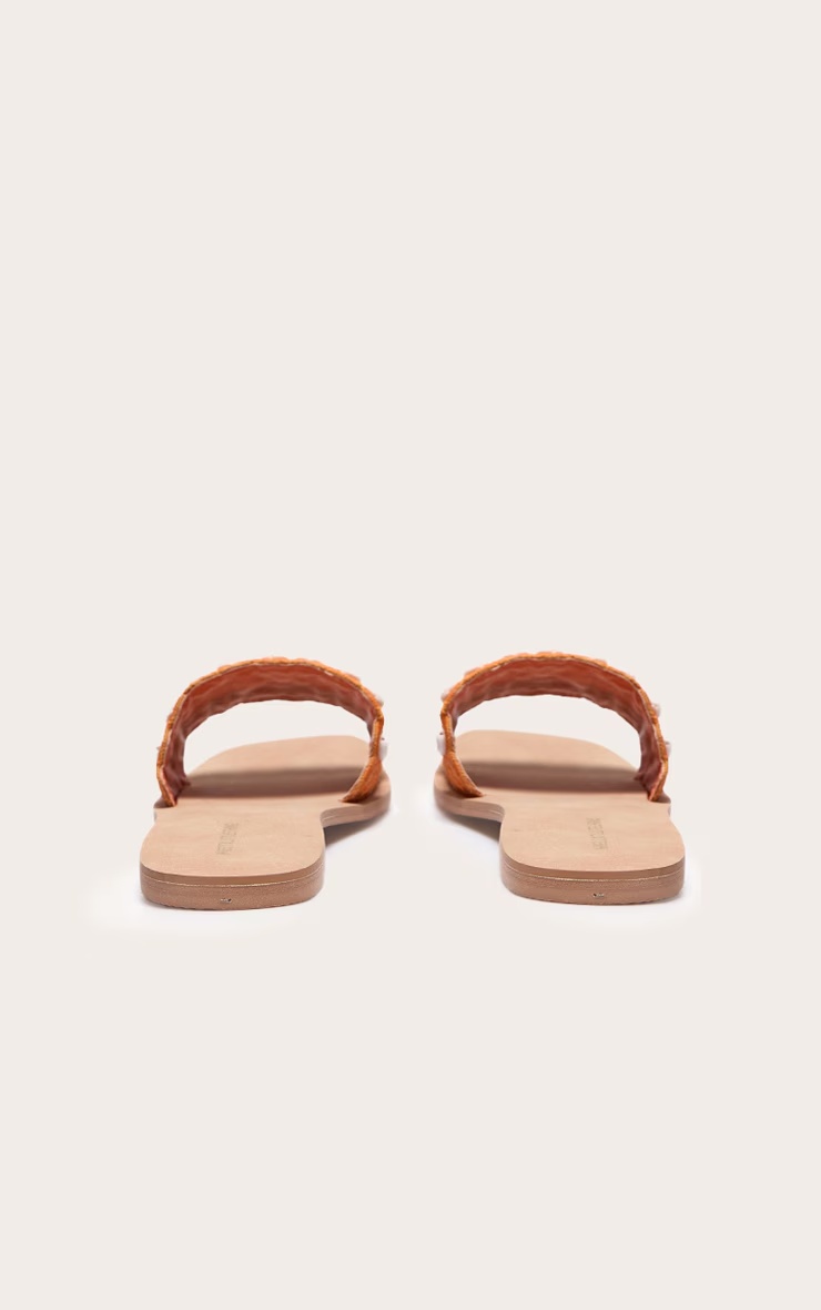 Orange Round Toe Stitch Detail Shell Strap Mule Sandals 5 Orange Round Toe Stitch Detail Shell Strap Mule Sandals