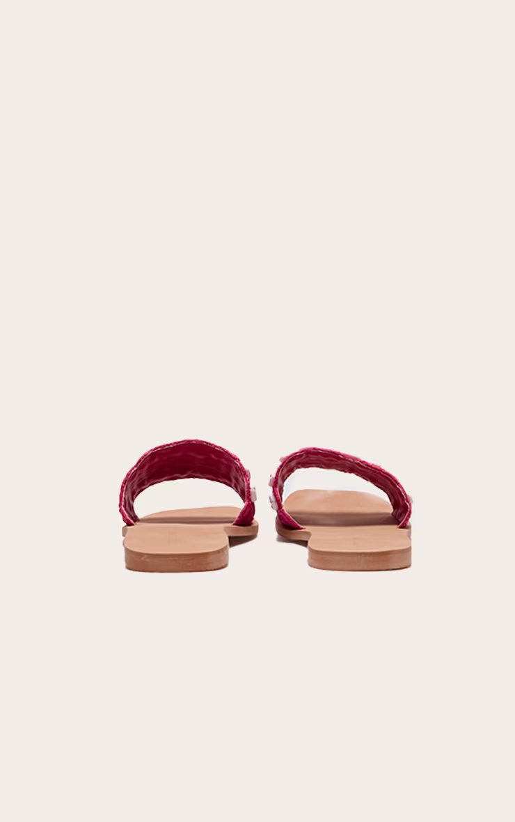 Pink Round Toe Stitch Detail Shell Strap Mule Sandals 2 Pink Round Toe Stitch Detail Shell Strap Mule Sandals