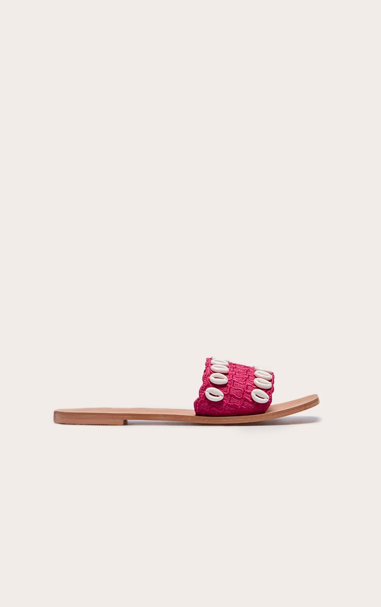 Pink Round Toe Stitch Detail Shell Strap Mule Sandals 6 Pink Round Toe Stitch Detail Shell Strap Mule Sandals