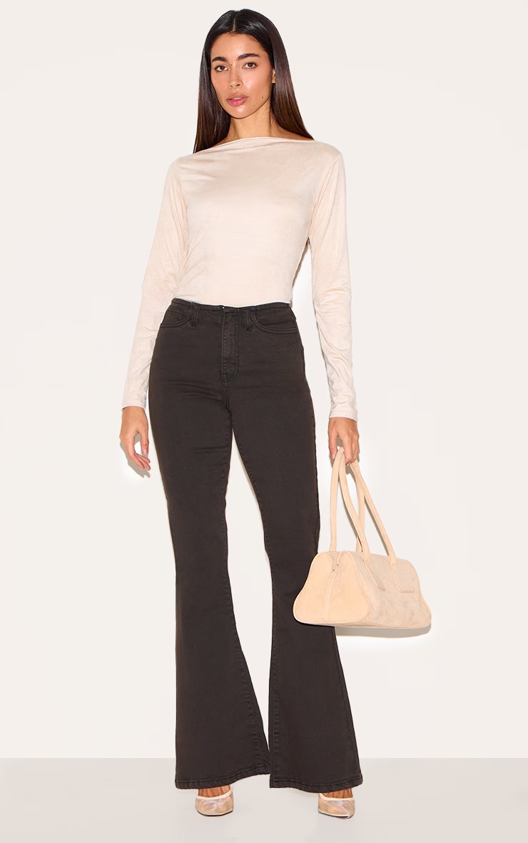 Dark Chocolate Low Rise Invisible Waistband Stretch Flares 1 Dark Chocolate Low Rise Invisible Waistband Stretch Flares