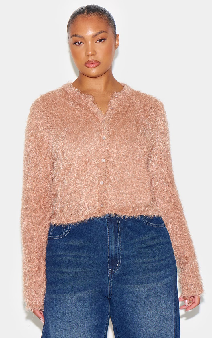 Plus Stone Eyelash Knit Cardigan 1 Plus Stone Eyelash Knit Cardigan