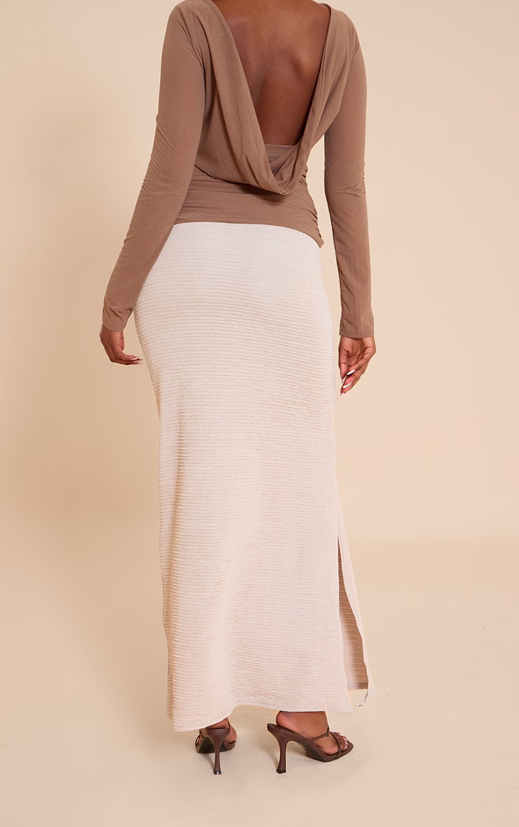 Beige Textured Jersey Mid Rise Maxi Skirt 6 Beige Textured Jersey Mid Rise Maxi Skirt