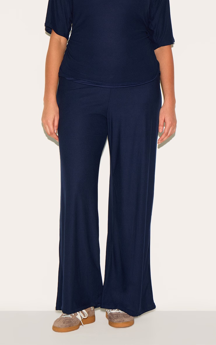 Plus Navy Soft Touch Mid Rise Wide Leg Trousers 5 Plus Navy Soft Touch Mid Rise Wide Leg Trousers