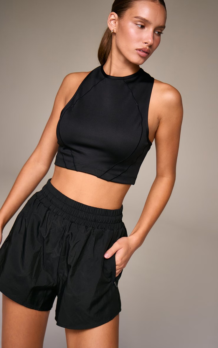 Black Ultimate Seam Detail Racer Top 