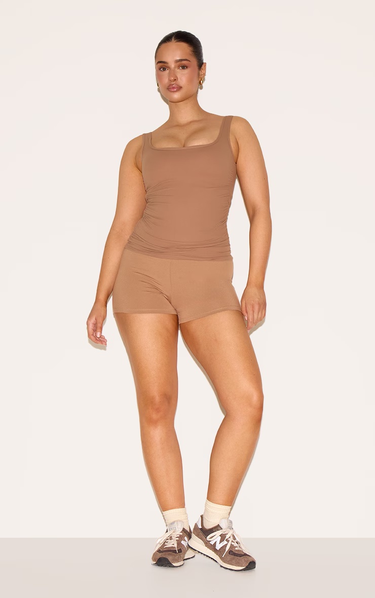 Shape Taupe Active Ruched Side High Waisted Cycling Shorts