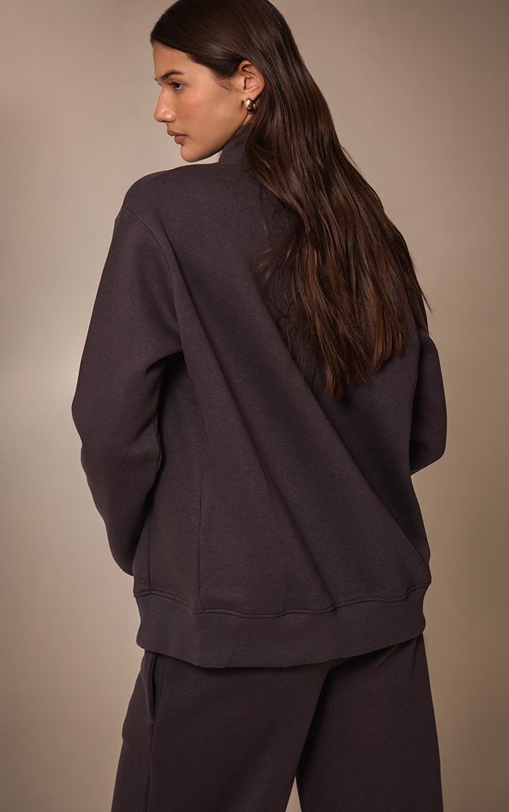 Charcoal Seam Detail Zip Through Track Top 5 Charcoal Seam Detail Zip Through Track Top