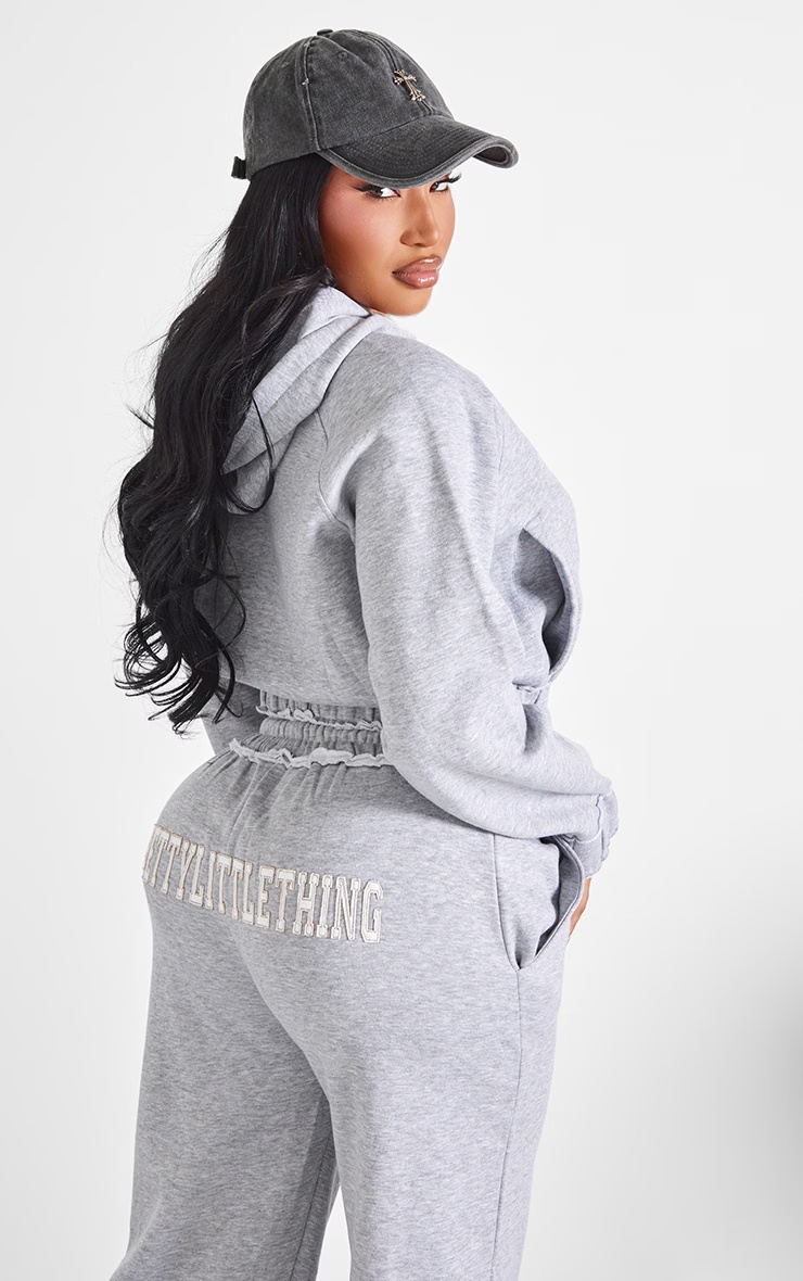 Shape Grey Marl Distressed Elasticated Waistband Cropped Hoodie 2 Shape Grey Marl Distressed Elasticated Waistband Cropped Hoodie