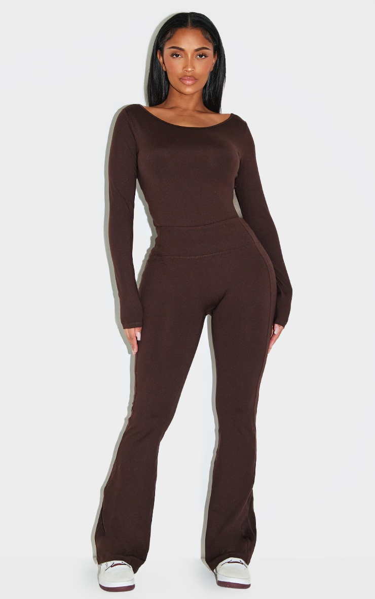 Shape Chocolate Sculpt Active High Waisted Seam Flared Trousers 4 Shape Chocolate Sculpt Active High Waisted Seam Flared Trousers