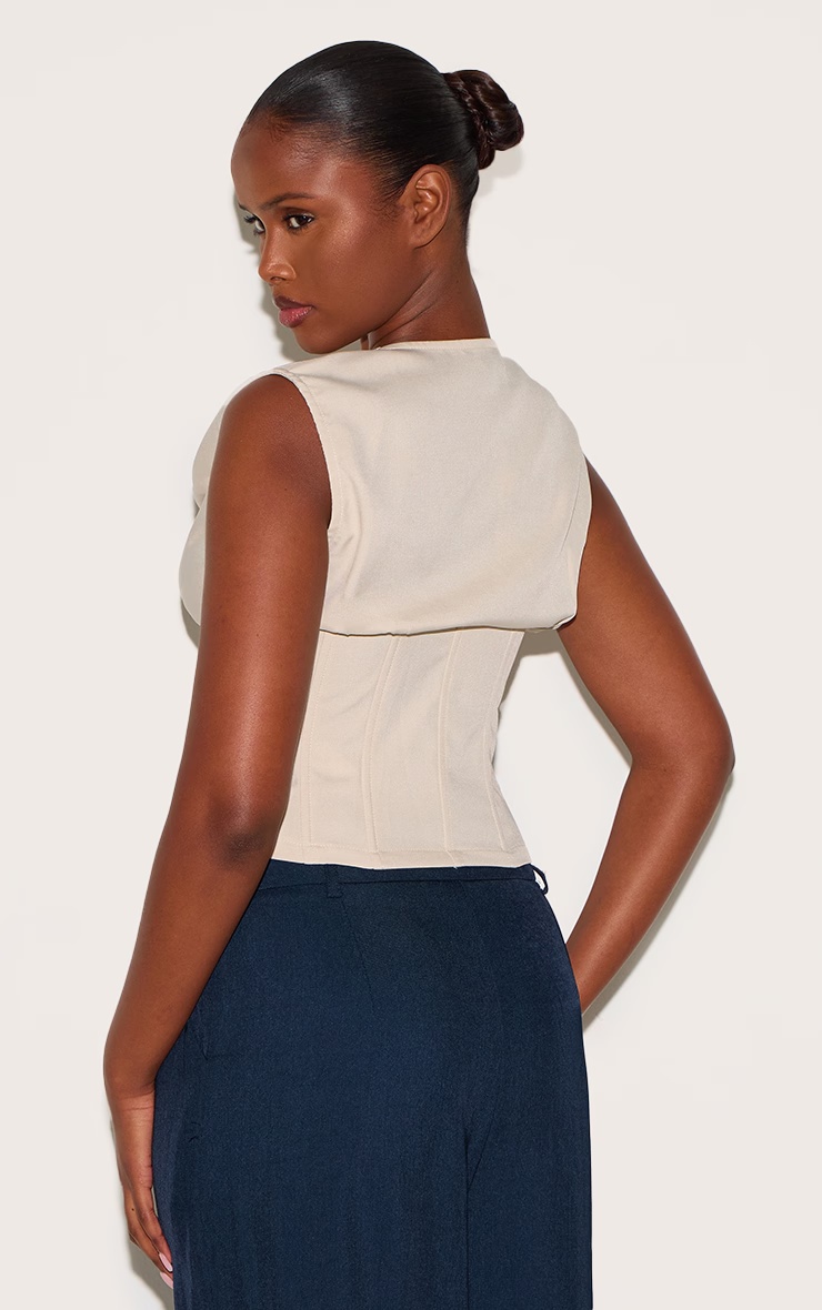 Beige Cowl Neck Woven Corset 5 Beige Cowl Neck Woven Corset