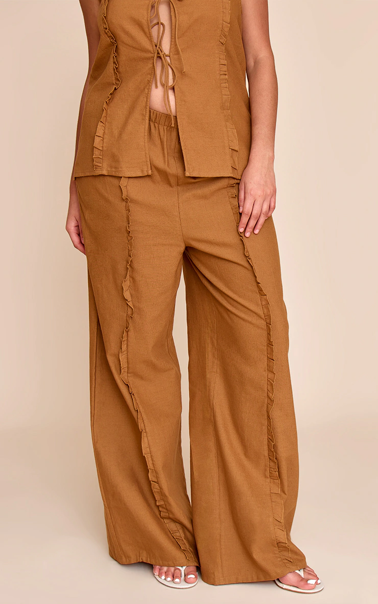 Plus Tan Wide Leg Drawstring Trousers 2 Plus Tan Wide Leg Drawstring Trousers