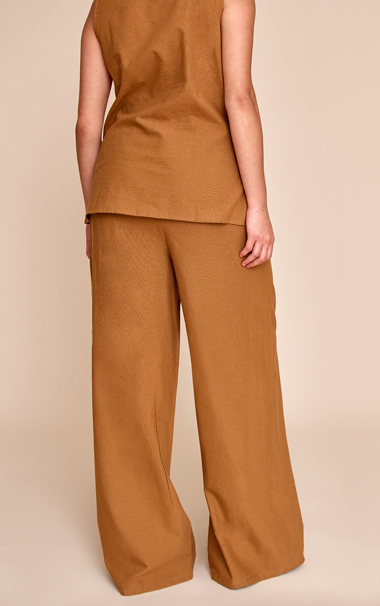 Plus Tan Wide Leg Drawstring Trousers 3 Plus Tan Wide Leg Drawstring Trousers