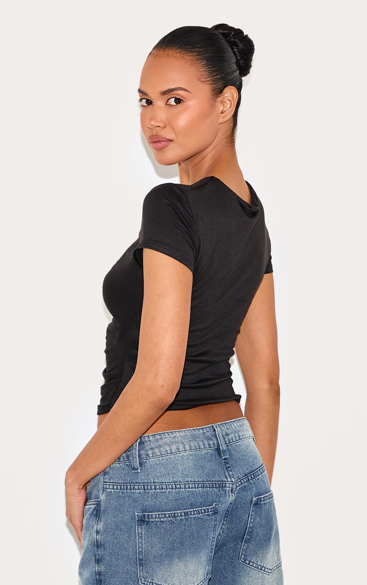 Black Contour Jersey Ruched Fitted T-shirt 5 Black Contour Jersey Ruched Fitted T-shirt