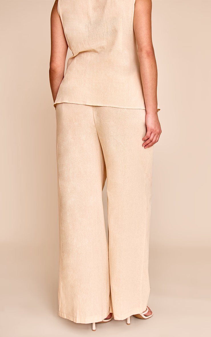 Plus Sand Stripe Linen Look Wide Leg Trousers 6 Plus Sand Stripe Linen Look Wide Leg Trousers