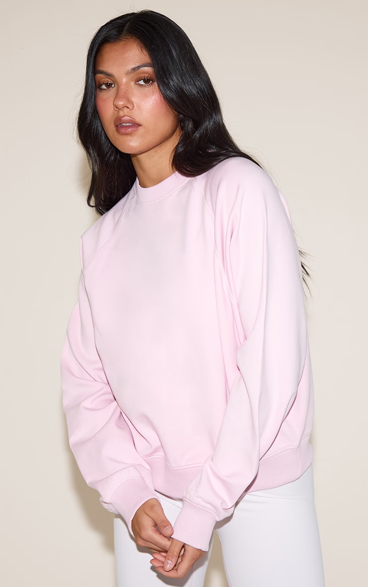 Pink Embroidered Interlock Sweatshirt 1 Pink Embroidered Interlock Sweatshirt