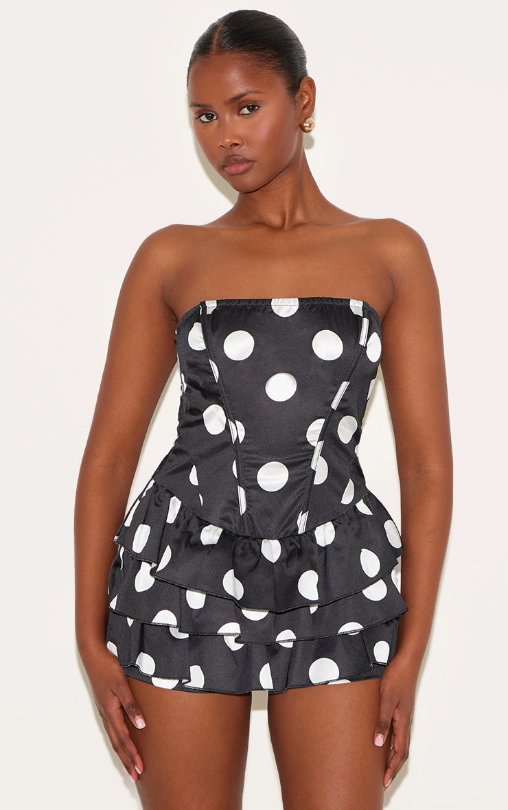 Black Polka Dot Rara Skort Woven Playsuit