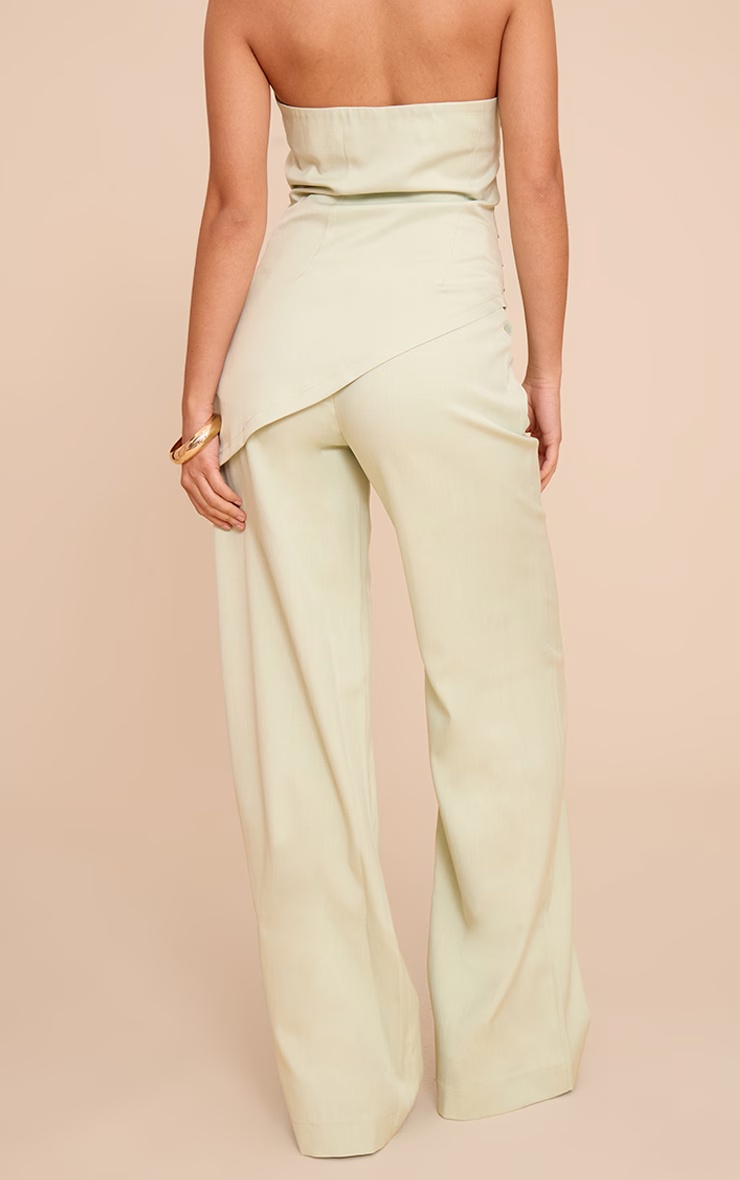 Pale Lime Tailored Woven Wide Leg Trousers 3 Pale Lime Tailored Woven Wide Leg Trousers
