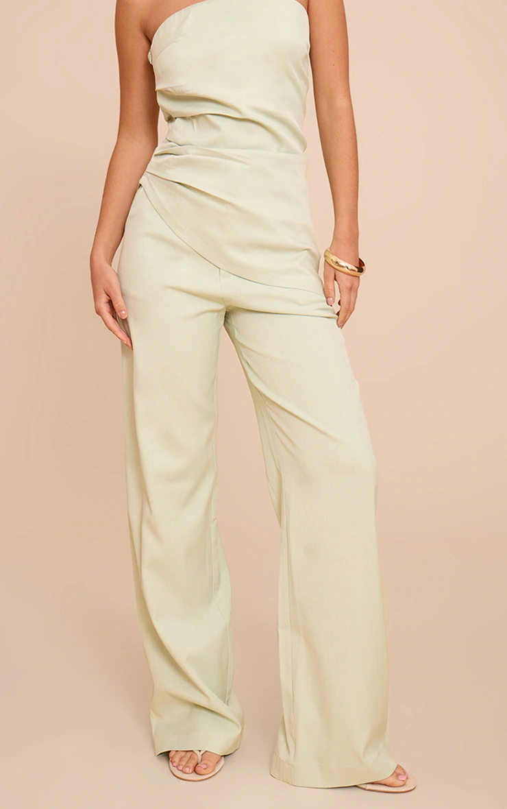 Pale Lime Tailored Woven Wide Leg Trousers 5 Pale Lime Tailored Woven Wide Leg Trousers