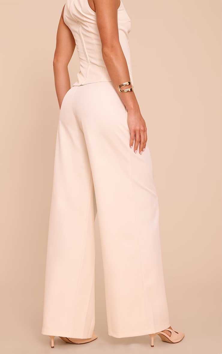 Tall Cream Tailored Woven Wide Leg Trousers 3 Tall Cream Tailored Woven Wide Leg Trousers